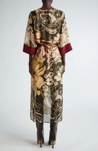 St John St. John Collection Mixed Floral Print Chiffon Dress In Multi