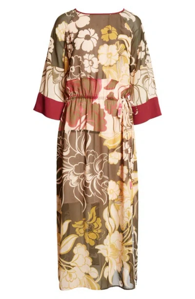 St John St. John Collection Mixed Floral Print Chiffon Dress In Multi