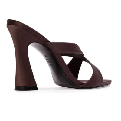 Black Suede Studio Zoey 100 Satin Sandal In Brown