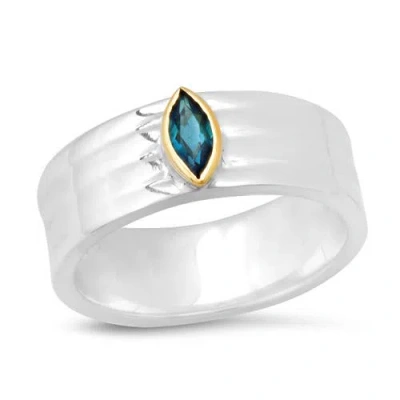 Elliot Young "liquid Metal" Sterling Silver Wide Hammered Band With Knife Edge Gemstone Pink Tourmal