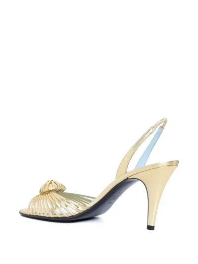 Valentino Royal Heart 65 Leather Slingback Sandal In Gold