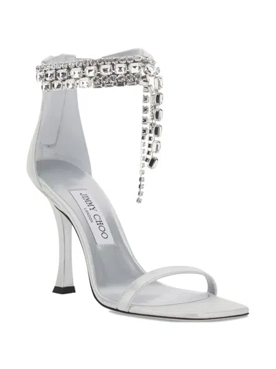 Jimmy Choo 100mm Verity Crystal-embellished Sandals In White