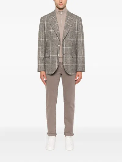 Brunello Cucinelli Zip-up Cashmere Sweater In Brown