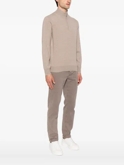 Brunello Cucinelli Zip-up Cashmere Sweater In Brown