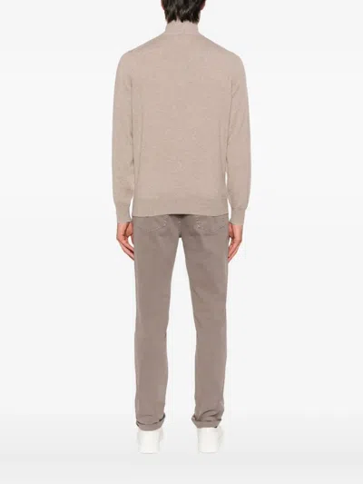 Brunello Cucinelli Zip-up Cashmere Sweater In Brown