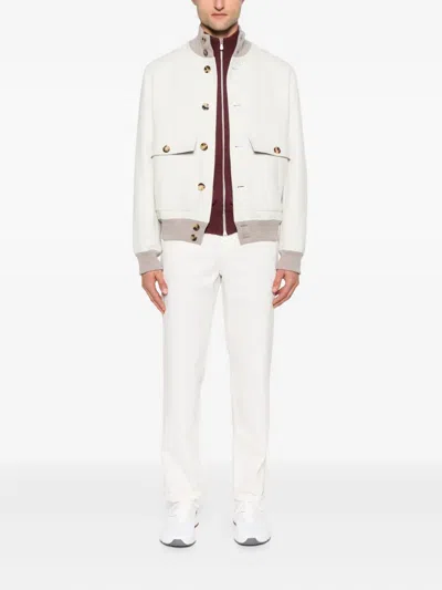 Brunello Cucinelli Wool Bomber Jacket Puffer Jackets White In White