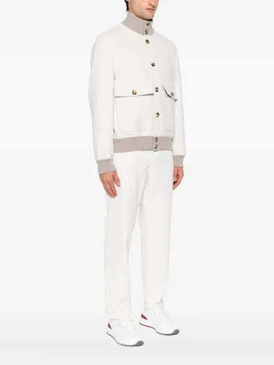 Brunello Cucinelli Wool Bomber Jacket Puffer Jackets White In White