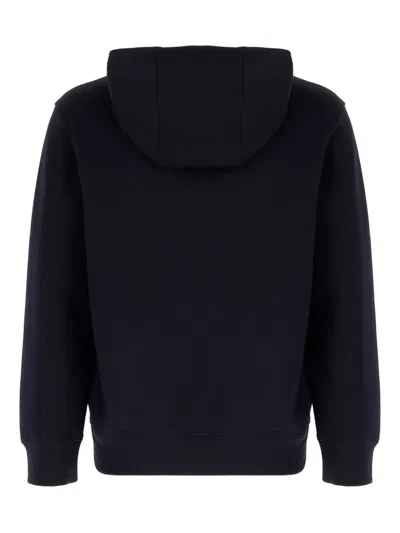 Emporio Armani Cotton Blend Hooded Sweatshirt In Black