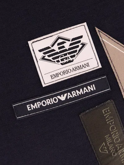 Emporio Armani Cotton Blend Hooded Sweatshirt In Black