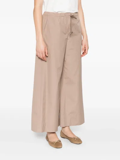 S Max Mara Drawstring Cotton Trousers In Brown