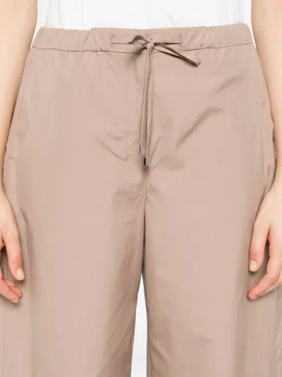 S Max Mara Drawstring Cotton Trousers In Brown