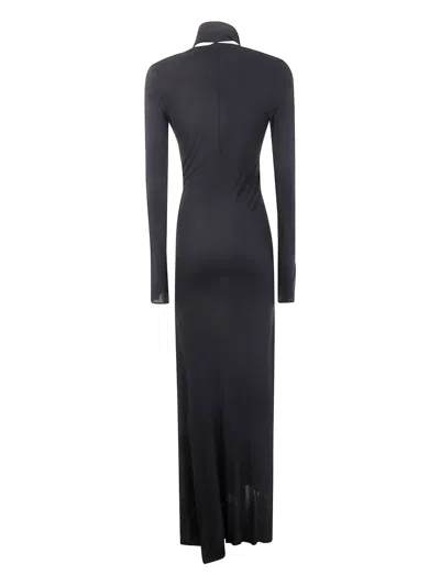 Attico Lace-up Long-sleeves Maxi Dress In Blue
