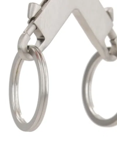 Rick Owens Double-ring Keychain In Metallic