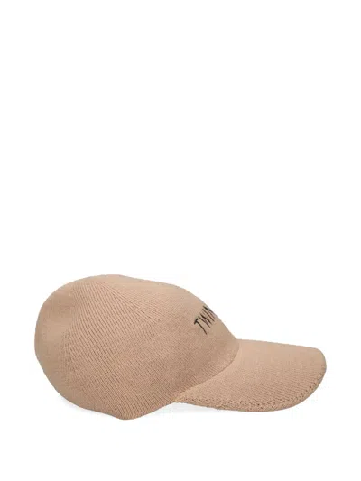 Twinset Embroidered-logo Knitted Baseball Cap In Neutral