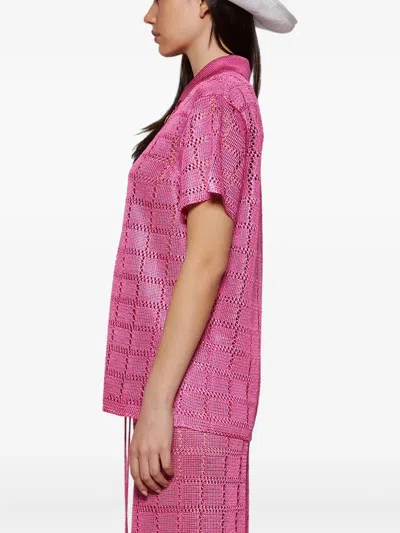 Calle Del Mar Short-sleeve Grid-pattern Shirt In Pink