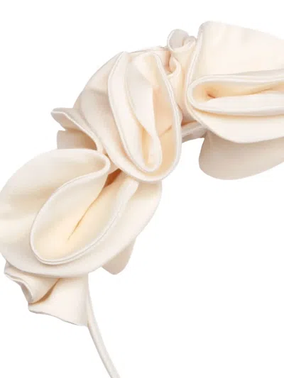 Jessie And James Ruffled Satin Headband In Neutral