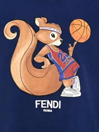 Fendi Squirrel Basketball T-shirt In Black