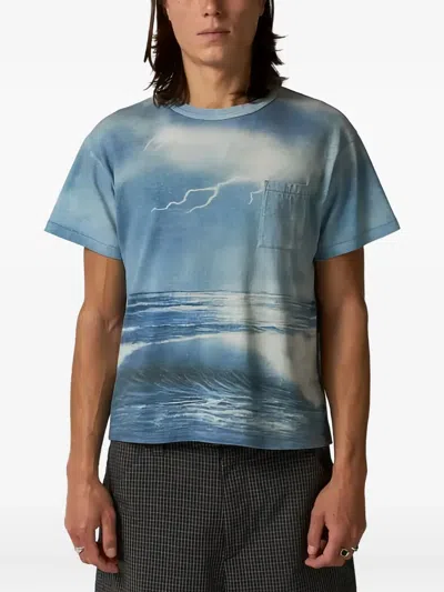 Erl Storm-print Pocket T-shirt In Multi