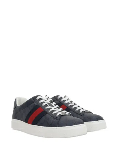 Gucci Ace Leather Sneakers With Lateral Web Band