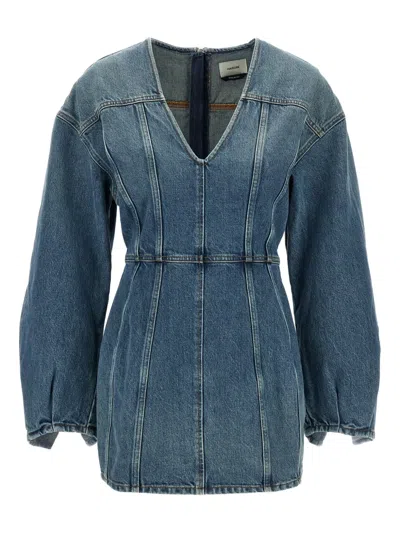 Haikure V-neckline Long Sleeves Panel Detailing Dress In Blue