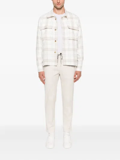 Eleventy Pleated Drawstring Trousers In White