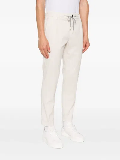 Eleventy Pleated Drawstring Trousers In White