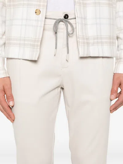 Eleventy Pleated Drawstring Trousers In White