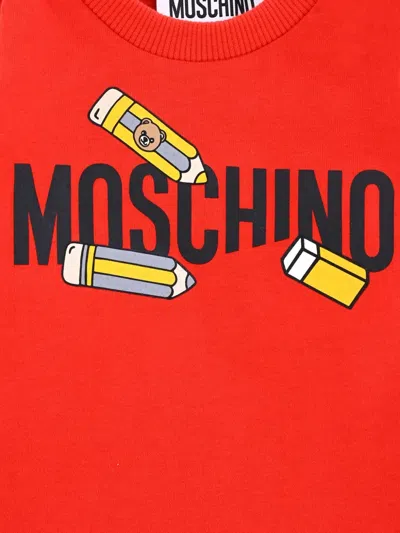 Moschino Pencil-print Long-sleeve Sweatshirt In Red