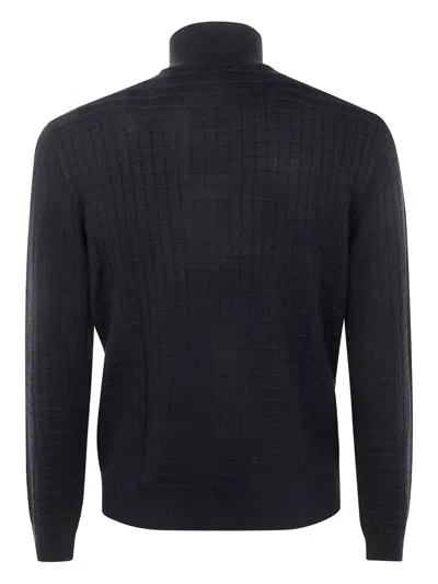 Emporio Armani Grid-pattern Zip-up Cardigan