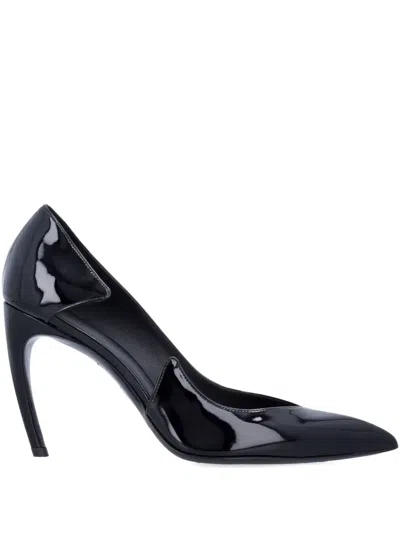 Attico 95mm Mia Patent-leather Pointed-toe Pumps In Black