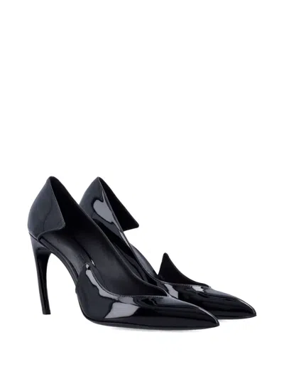 Attico 95mm Mia Patent-leather Pointed-toe Pumps In Black