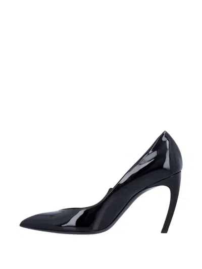 Attico 95mm Mia Patent-leather Pointed-toe Pumps In Black