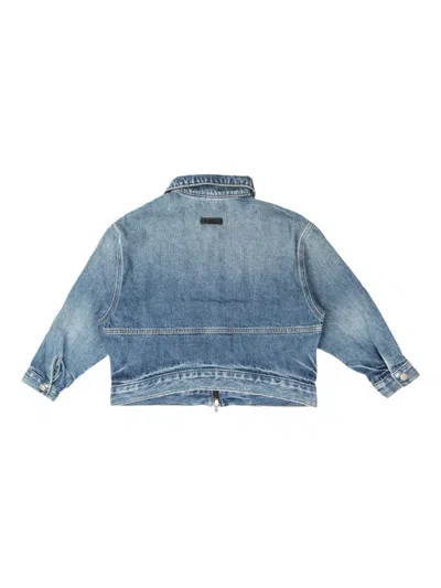 Essentials Zip-front Denim Jacket In Blue