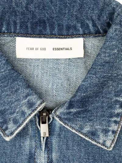 Essentials Zip-front Denim Jacket In Blue