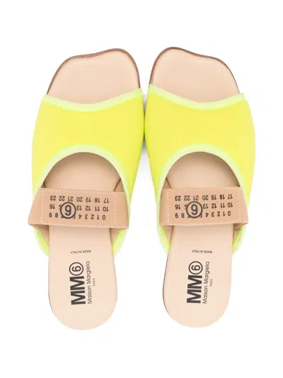 Mm6 Maison Margiela Numbers-motif Slides In Yellow