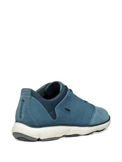 Geox Nebula Leather Mesh Trainers In Blue