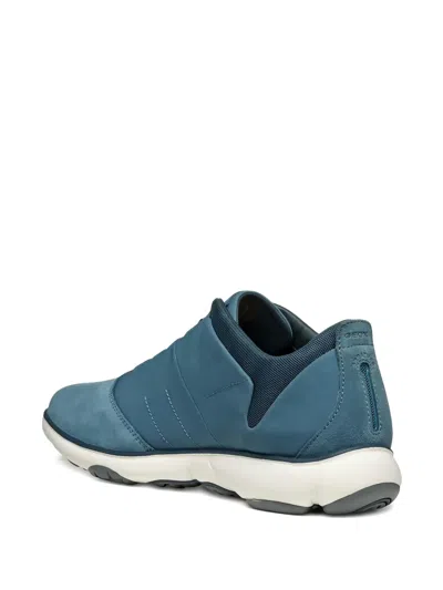 Geox Nebula Leather Mesh Trainers In Blue