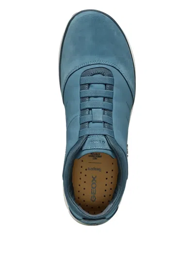Geox Nebula Leather Mesh Trainers In Blue