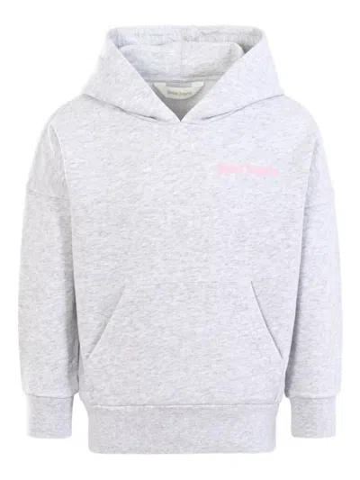 Palm Angels Kids Top With Embroidered Logo And Hood In Gray