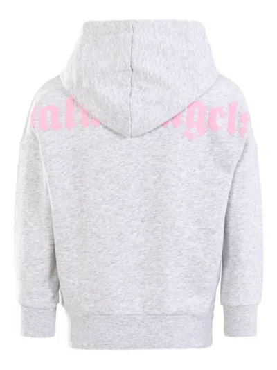 Palm Angels Kids Top With Embroidered Logo And Hood In Gray