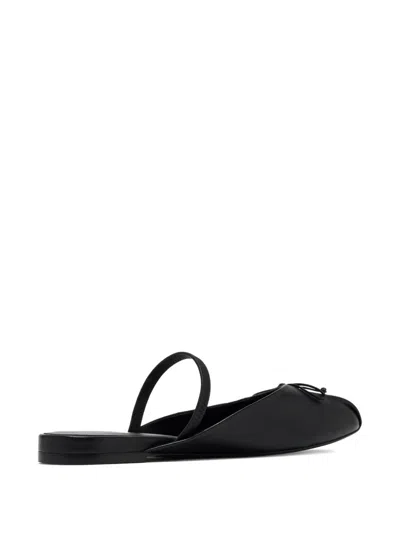Stuart Weitzman Prima Bow-detail Leather Mules In Black