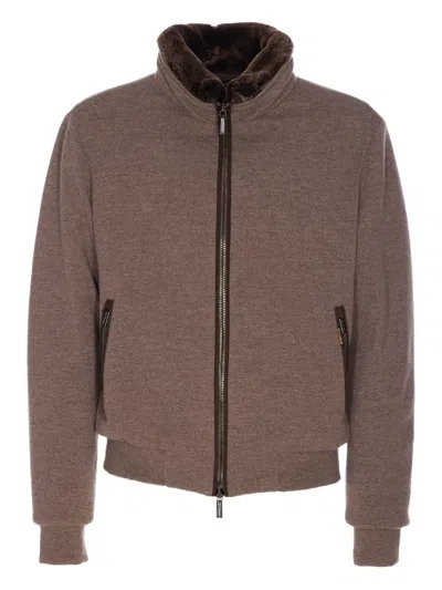Moorer Boudin Quilted Goose Down Padded Bomber Jacket In Gray