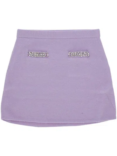 Self-portrait Self Portrait Lilac Stretch Viscose Blend Mini Skirt In Purple