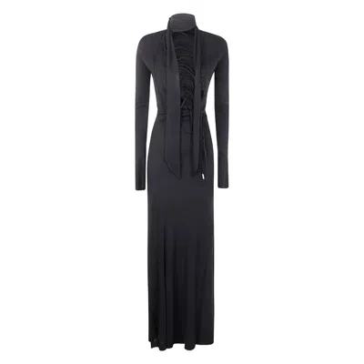 Attico Abito Lungo In Crepe Nero Donna In Black