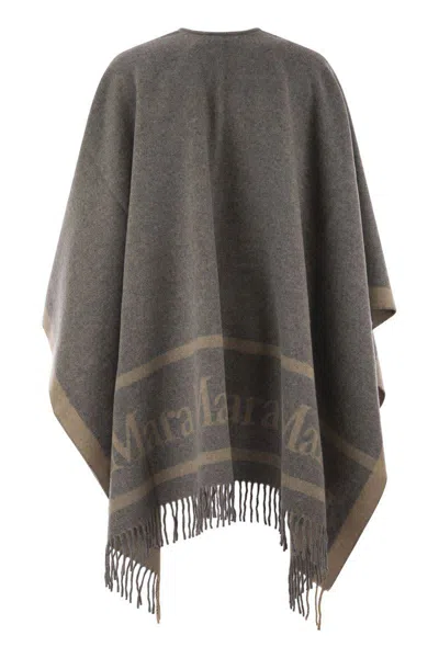 Max Mara Studio Hildestd - Jacquard Wool Poncho In Brown