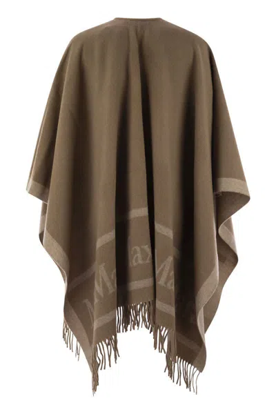 Max Mara Studio Hildestd - Jacquard Wool Poncho In Brown