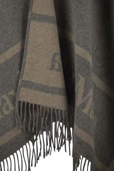 Max Mara Studio Hildestd - Jacquard Wool Poncho In Brown