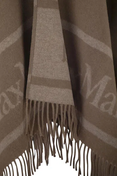 Max Mara Studio Hildestd - Jacquard Wool Poncho In Brown