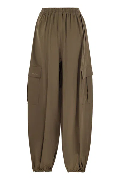 Max Mara Glauco Cotton Twill Wide-leg Pants In Brown