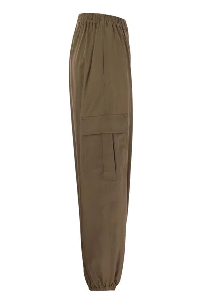 Max Mara Glauco Cotton Twill Wide-leg Pants In Brown